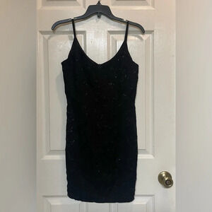Vintage Scott McClintock Blacked Floral Beaded Mini Party Cocktail Dress Size 6
